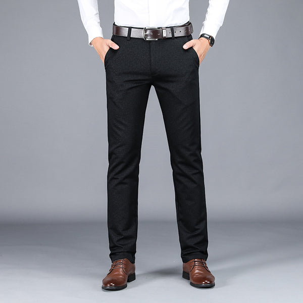 Pantalones Casuales Hombre Cuadros Rectos Elásticos Talla Grande