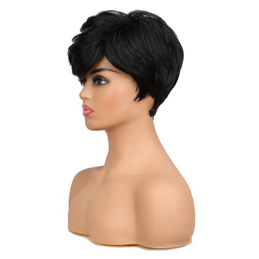 Peluca de Cabello Rizado Corto con Flequillo Diagonal - Estilo Moderno - Image 5