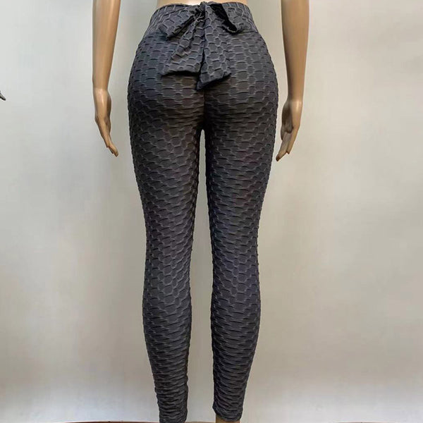 Leggins Yoga Talle Alto Jacquard Transpirable con Moño
