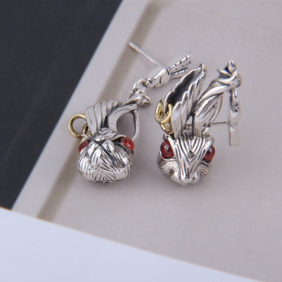 Aretes de Plata Conejo con Orejas Grandes y Ojos Rojos - Image 6