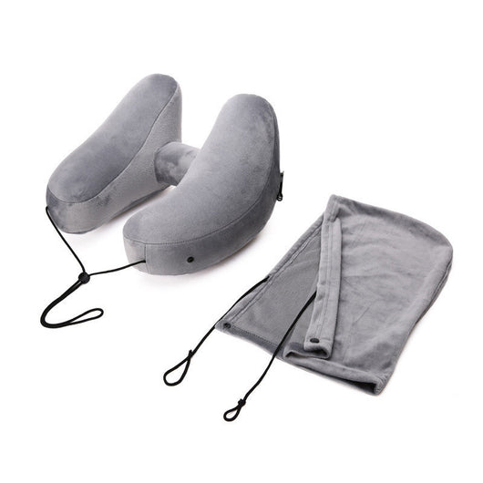 Almohada Cervical Inflable con Capucha - Diseño H para Viajes, Auto y Avión - Image 20