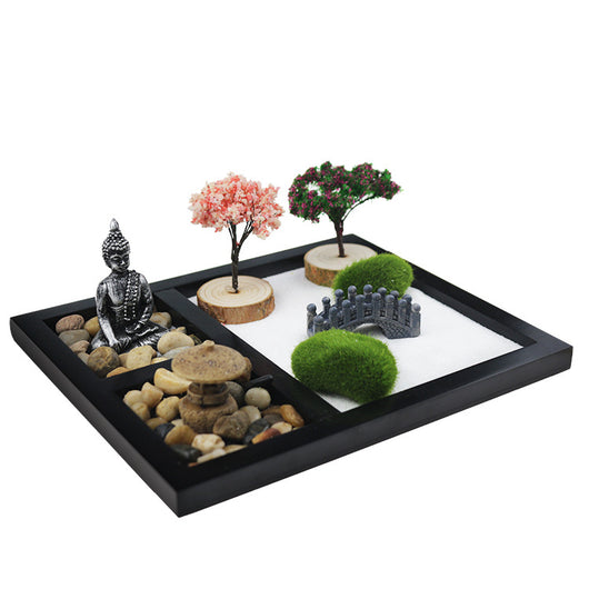 Jardín Zen con Arena y Figura Buda - Decoración Miniatura de Resina - Image 7