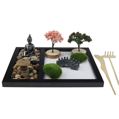 Jardín Zen con Arena y Figura Buda - Decoración Miniatura de Resina - Image 8