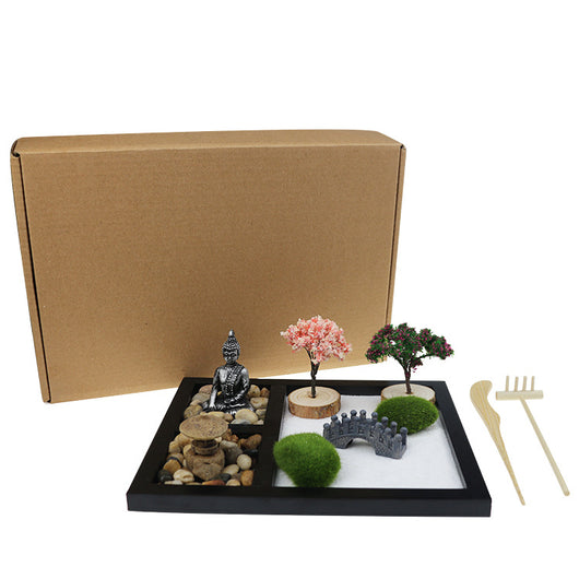 Jardín Zen con Arena y Figura Buda - Decoración Miniatura de Resina - Image 6