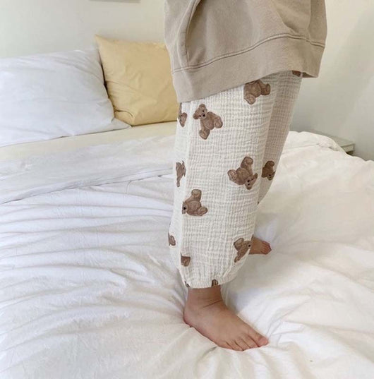 Pantalones Infantiles de Algodón Puro con Estampado de Ositos - Protección Antimosquitos - Image 2