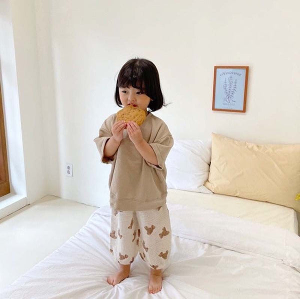 Pantalones Infantiles de Algodón Puro con Estampado de Ositos - Protección Antimosquitos