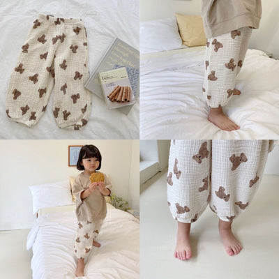 Pantalones Infantiles de Algodón Puro con Estampado de Ositos - Protección Antimosquitos - Image 4