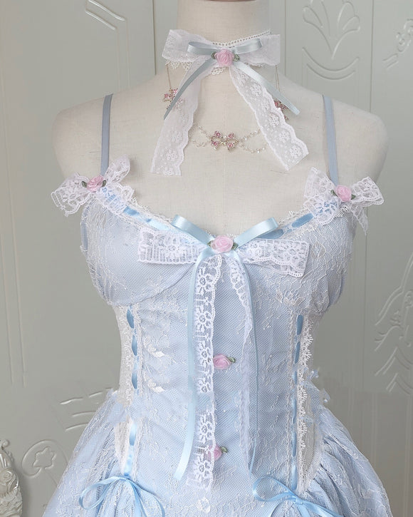 Vestido Hueco Sexy de Encaje con Tirantes - Falda Verano Girly