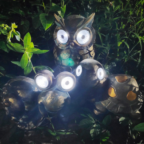 Luz Solar Decorativa para Jardim - Figuras LED Coruja, Tartaruga e Caracol