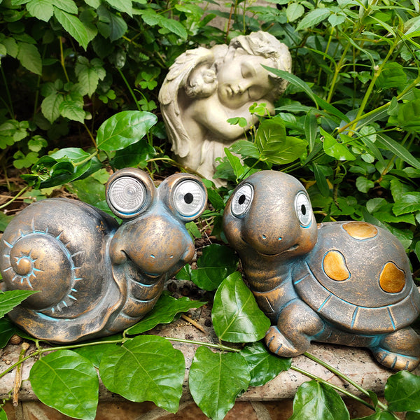 Luz Solar Decorativa Jardín - Figuras LED Búho, Tortuga y Caracol