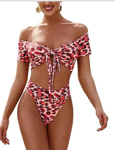 Bikini Estampado Leopardo Cintura Alta Tubo Ajustable Dos Piezas - Image 22