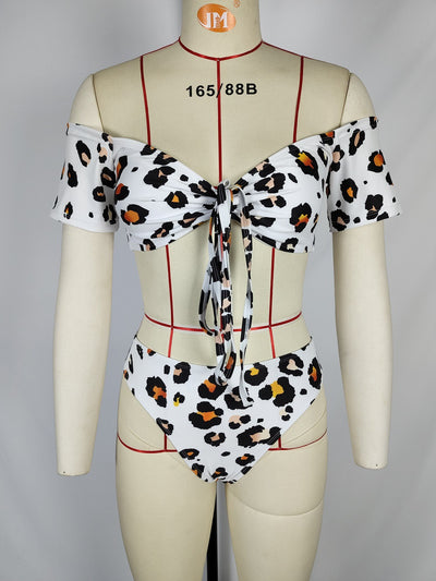 Bikini Estampado Leopardo Cintura Alta Tubo Ajustable Dos Piezas - Image 23