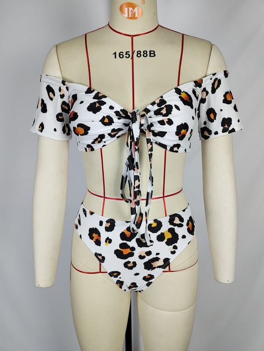 Bikini Estampado Leopardo Cintura Alta Tubo Ajustable Dos Piezas - Image 23