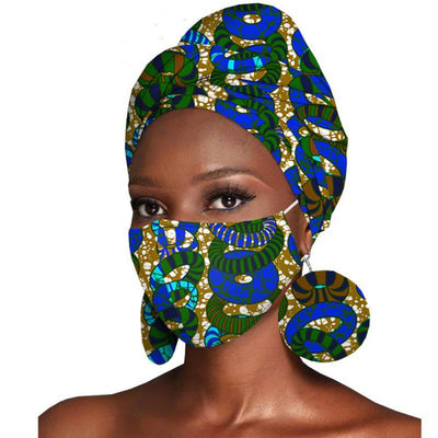 Conjunto de Tres Piezas: Pañuelo Estampado Batik de Algodón + Aretes - Image 33