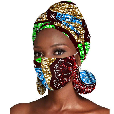 Conjunto de Tres Piezas: Pañuelo Estampado Batik de Algodón + Aretes - Image 35