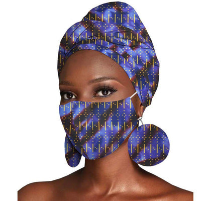 Conjunto de Tres Piezas: Pañuelo Estampado Batik de Algodón + Aretes - Image 34
