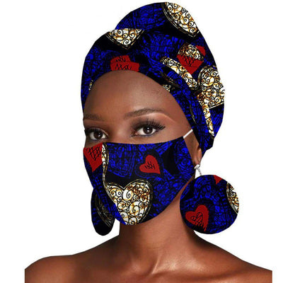 Conjunto de Tres Piezas: Pañuelo Estampado Batik de Algodón + Aretes - Image 3