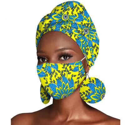 Conjunto de Tres Piezas: Pañuelo Estampado Batik de Algodón + Aretes - Image 6