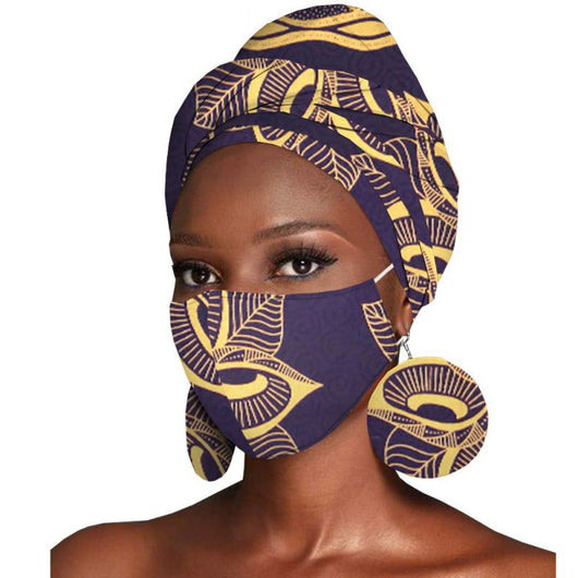 Conjunto de Tres Piezas: Pañuelo Estampado Batik de Algodón + Aretes - Image 10
