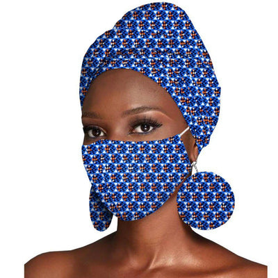 Conjunto de Tres Piezas: Pañuelo Estampado Batik de Algodón + Aretes - Image 8