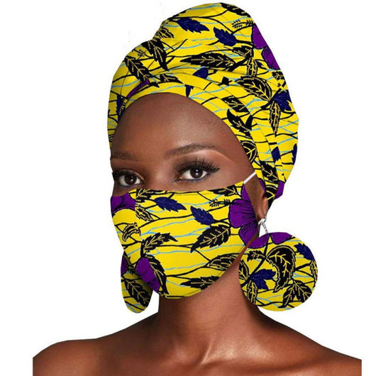 Conjunto de Tres Piezas: Pañuelo Estampado Batik de Algodón + Aretes - Image 15