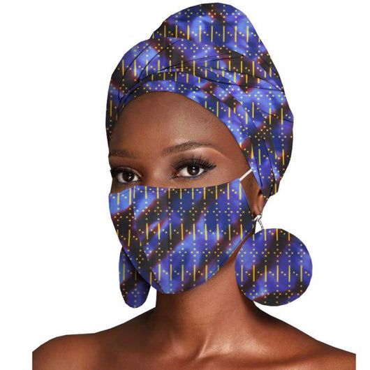 Conjunto de Tres Piezas: Pañuelo Estampado Batik de Algodón + Aretes - Image 12