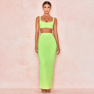 Conjunto Sexy de Dos Piezas: Chaleco Corto y Falda de Cadera - Image 10