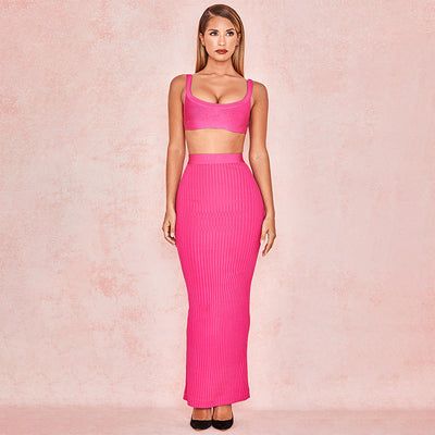 Conjunto Sexy de Dos Piezas: Chaleco Corto y Falda de Cadera - Image 16