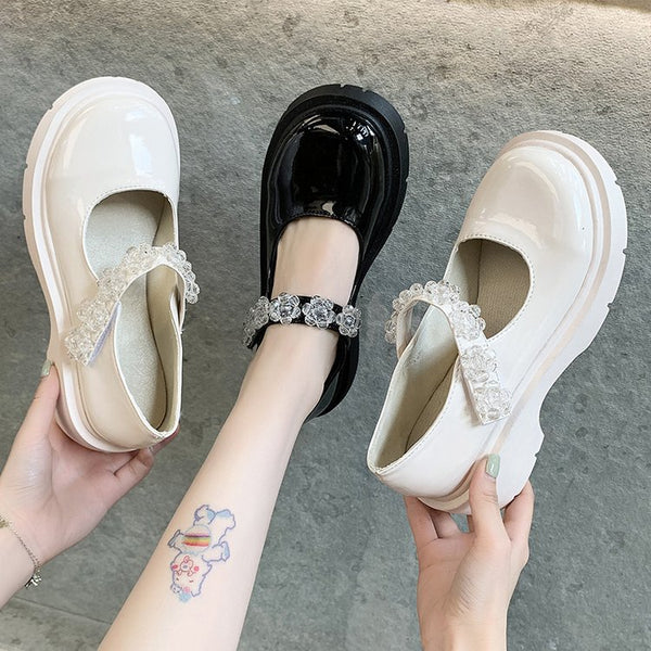 Zapatos Escolares Tacón Grueso Plataforma Cuero - Estilo JK Uniforme