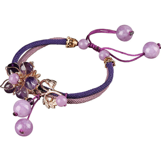 Pulsera Étnica Ametista Trenzada Estilo Retro Vintage - Image 8