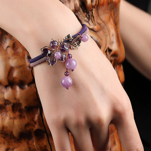 Pulsera Étnica Ametista Trenzada Estilo Retro Vintage - Image 5