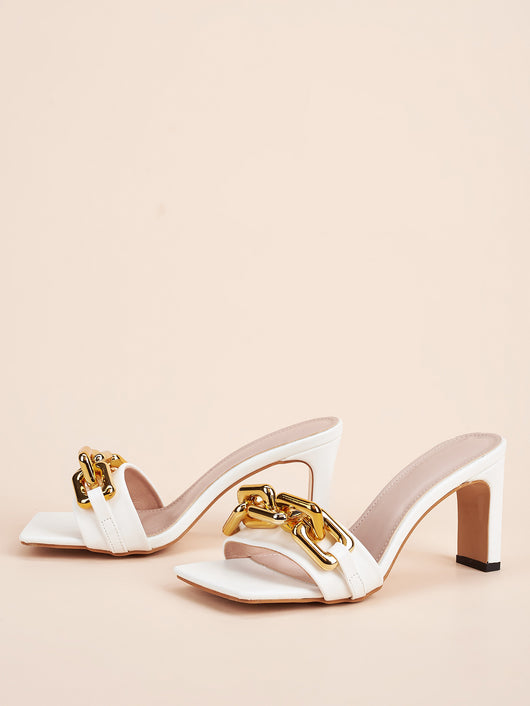 Sandalias de Tacón Alto con Cadena Metálica - Estilo Versátil y Elegante - Image 9