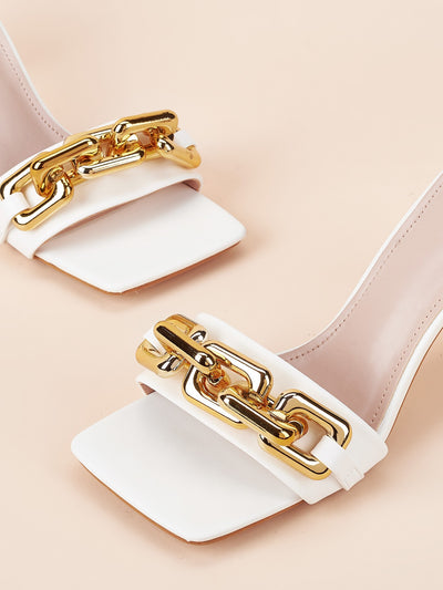 Sandalias de Tacón Alto con Cadena Metálica - Estilo Versátil y Elegante - Image 5