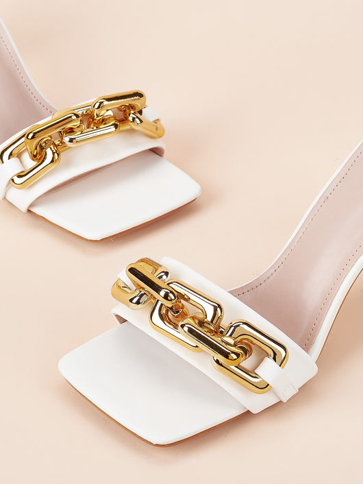 Sandalias de Tacón Alto con Cadena Metálica - Estilo Versátil y Elegante - Image 5
