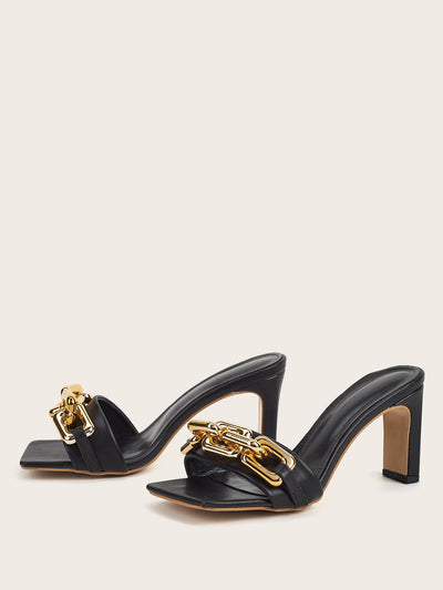 Sandalias de Tacón Alto con Cadena Metálica - Estilo Versátil y Elegante - Image 4