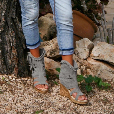 Sandalias de Tacón Cuña para Mujer con Borlas - Estilo Elegante - Image 5