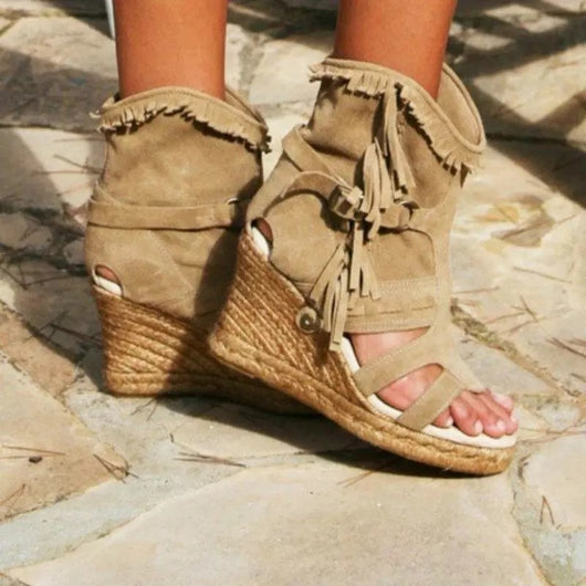 Sandalias de Tacón Cuña para Mujer con Borlas - Estilo Elegante - Image 2