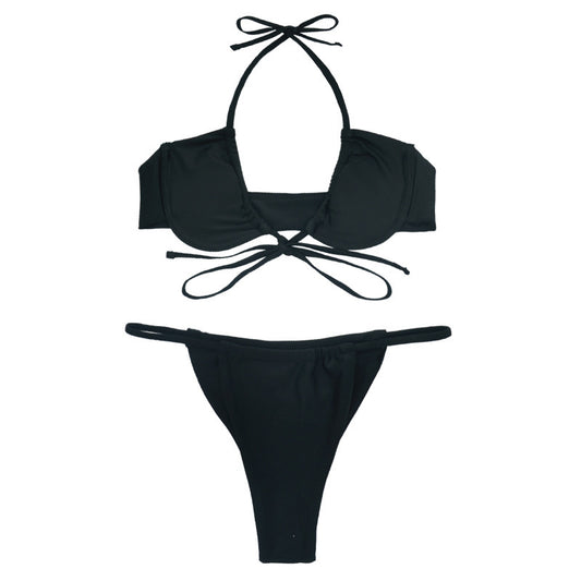 Bikini Deportivo con Espalda Abierta y Detalles en Color Puro - Image 2