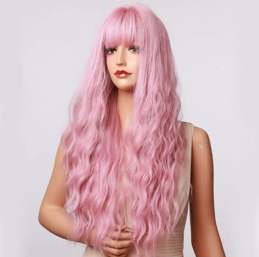 Peluca Larga Rizada con Ondas Voluminosas - Cabello Sintético Rizos Naturales