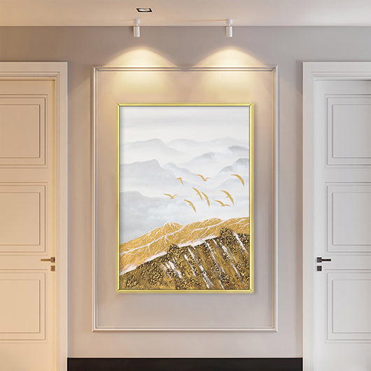 Cuadro Decorativo Abstracto Montaña Nevada con Pájaro - Lienzo Moderno para Sala - Image 6