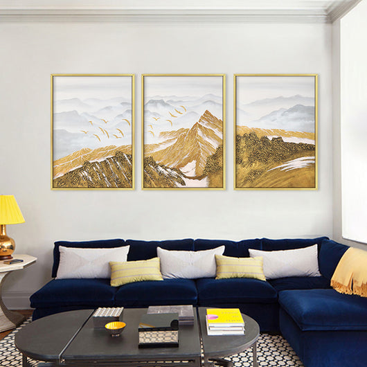 Cuadro Decorativo Abstracto Montaña Nevada con Pájaro - Lienzo Moderno para Sala - Image 3