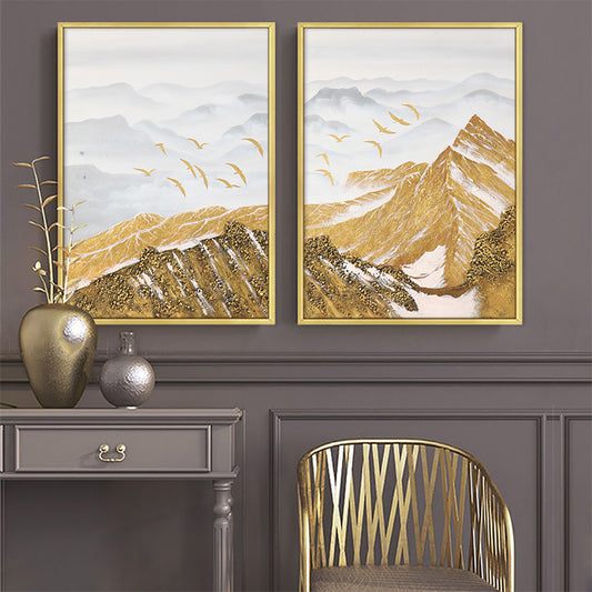 Cuadro Decorativo Abstracto Montaña Nevada con Pájaro - Lienzo Moderno para Sala - Image 2