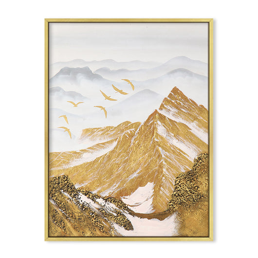 Cuadro Decorativo Abstracto Montaña Nevada con Pájaro - Lienzo Moderno para Sala - Image 5