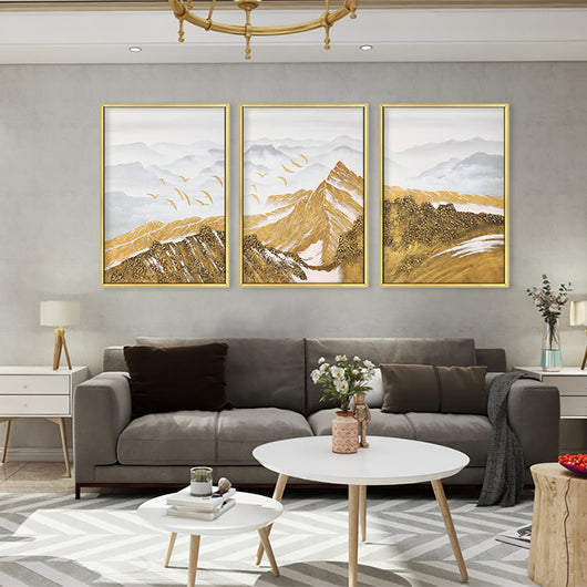 Cuadro Decorativo Abstracto Montaña Nevada con Pájaro - Lienzo Moderno para Sala