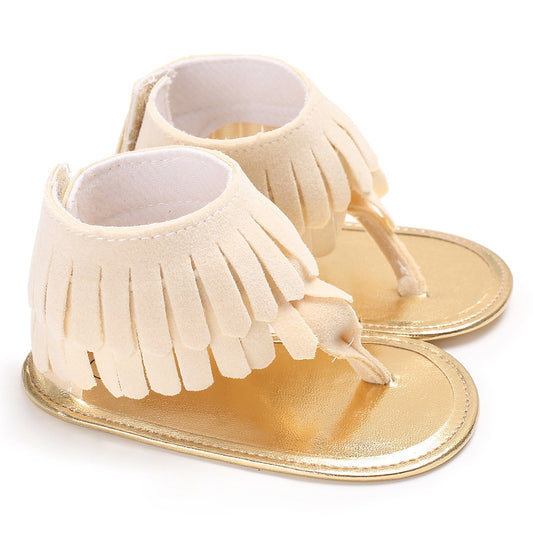 Sandalias Infantiles Multicolor con Borlas y Suela Suave para Niñas Pequeñas
