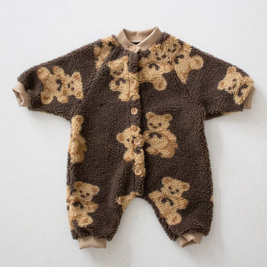 Abrigo Infantil de Lana Merino con Diseño de Osito y Cordero