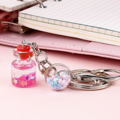 Llavero Colgante Flores Botella Quicksand Cute para Estudiante - Image 3