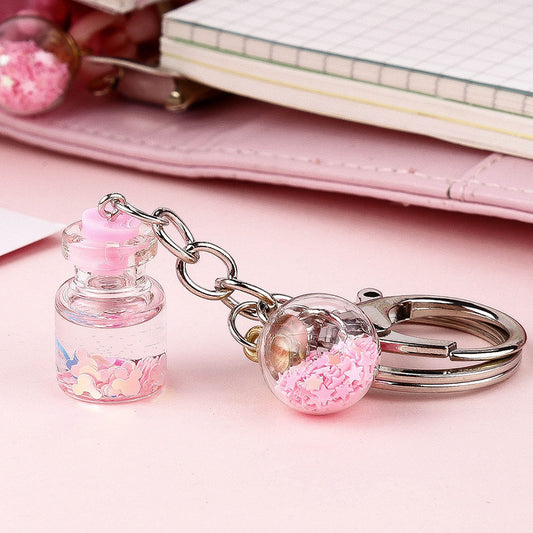 Llavero Colgante Flores Botella Quicksand Cute para Estudiante - Image 2