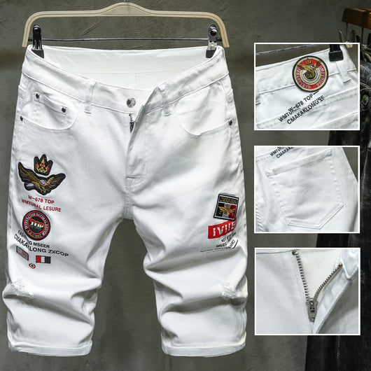 Shorts de Mezclilla con Bordado - Estilo Urbano Asiático