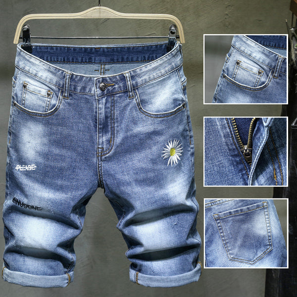 Shorts de Mezclilla con Bordado - Estilo Urbano Asiático